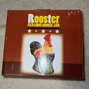 Vintage Rooster Ceramic Cookie Jar - Multicolor